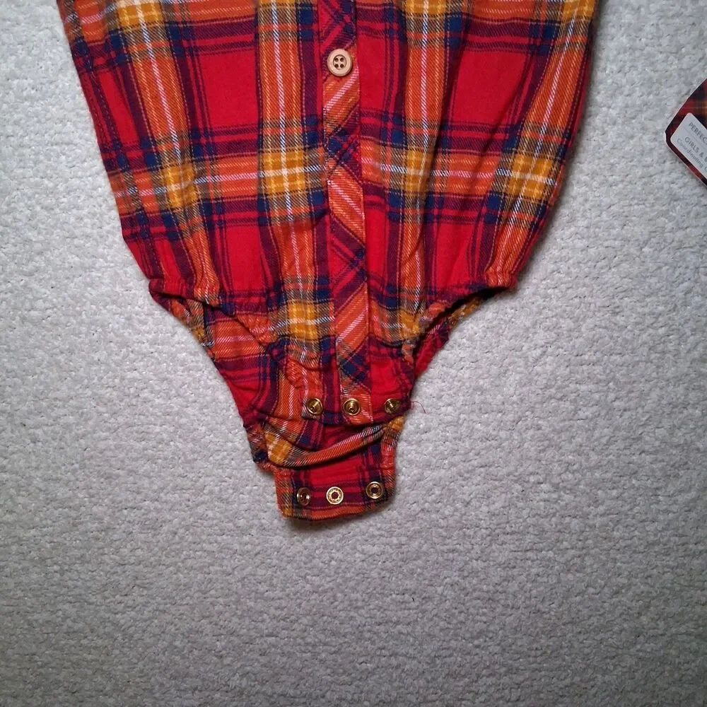 NWT Cotton Baby Red Plaid Sz Unisex 12 Months One Piece Long Sleeve Family Photo
